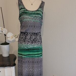 Fever Green Black White Patterned Maxi Dress Tall